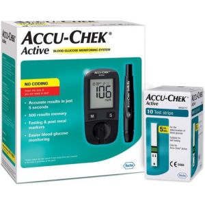 Accu-Chek Active Blood Glucose Monitor with 10 test strips free