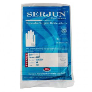 Serjun Sterile Disposable Surgical Rubber Gloves 1 Pair (Size 6) 
