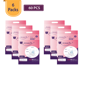 svaach Basic Adult Diaper Sticker Type Large (Pack of 6) 60 pcs