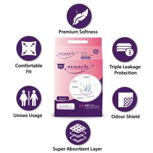 svaach Basic Adult Diaper Sticker Type Extra Large 10s