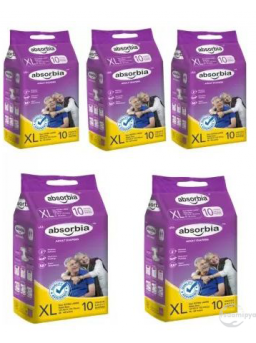 Absorbia Adult Diaper Sticker Type Extra Large (Pack of 5) 50 pcs