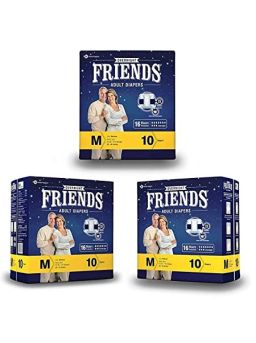 Friends Overnight Adult Diaper Sticker Type Medium (Pack of 3) 30 pcs