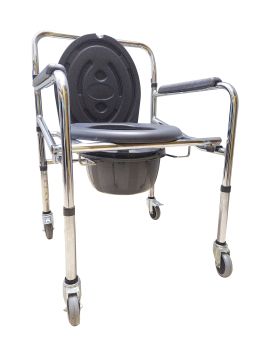 Simply Move Height Adjustable Commode Chair with wheels (Chrome plated)