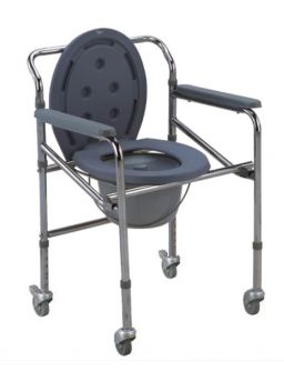 Medequip Height adjustable Commode Chair with wheels (Powder Coated)