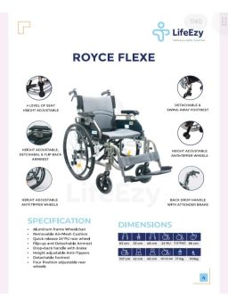 LifeEzy Aluminium Light Weight Foldable Wheelchair-Royce Flexe