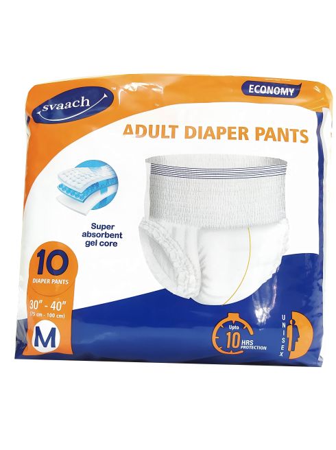 Svaach Economy Adult Diaper Pants Medium 10s Pack of 12 (120 Pcs)